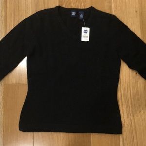 Gap Black Lambswool V-Neck Sweater - Size XS NWT